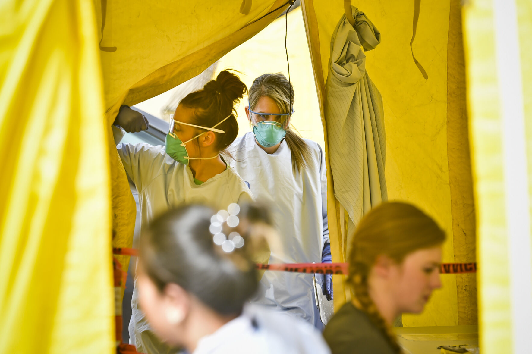 Healthcare workers file Covid-19 tests